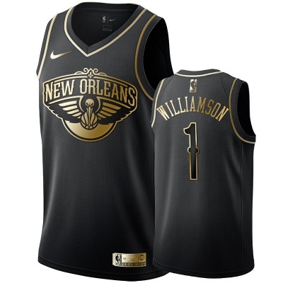 Nike New Orleans Pelicans #1 Zion Williamson Men's Black Golden Edition Swingman NBA Jersey Men's